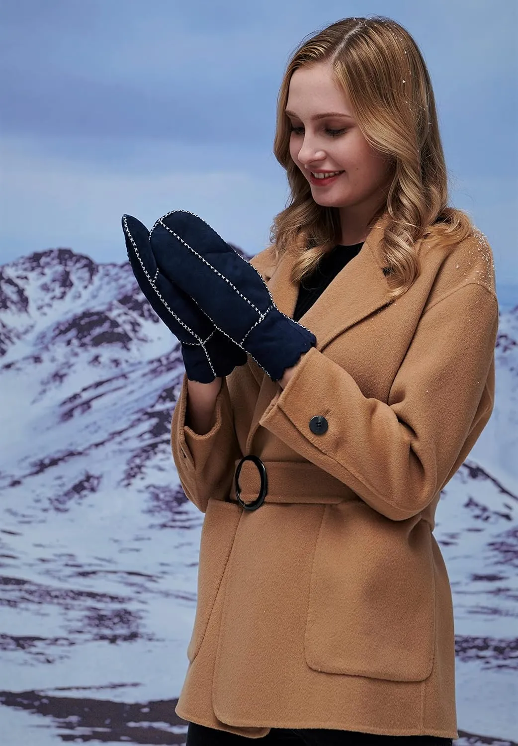 YISEVEN Women’s Winter Sheepskin Leather Shearling Mittens