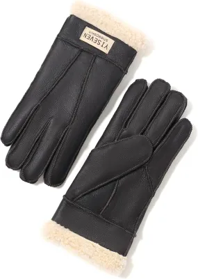 YISEVEN Women's Winter Sheepskin Shearling Leather Gloves Wool Cuffs