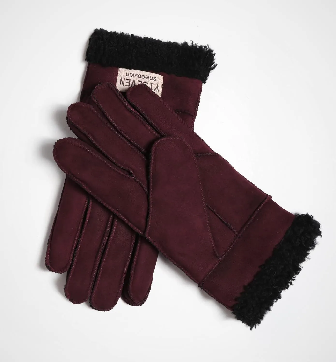 YISEVEN Women's Winter Sheepskin Shearling Leather Gloves Wool Cuffs
