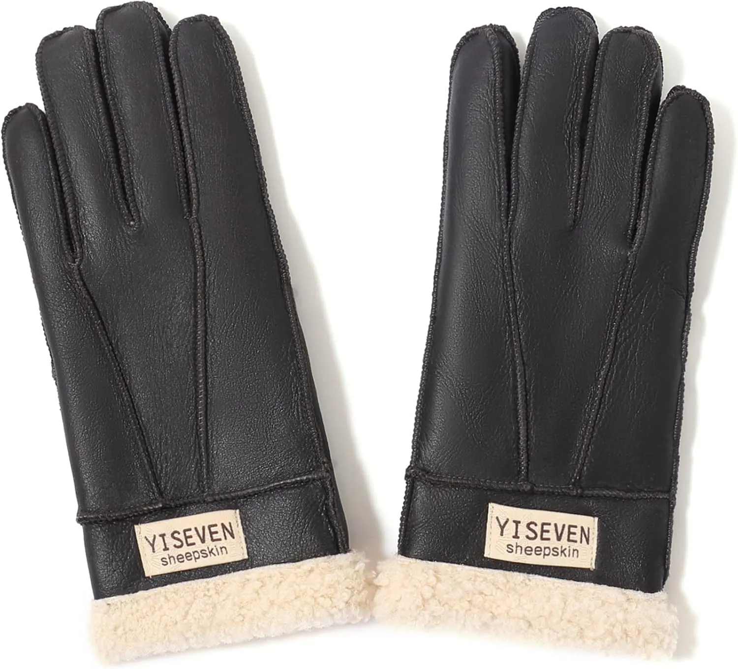 YISEVEN Women's Winter Sheepskin Shearling Leather Gloves Wool Cuffs