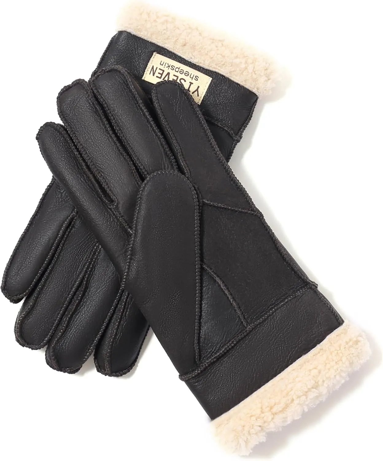 YISEVEN Women's Winter Sheepskin Shearling Leather Gloves Wool Cuffs