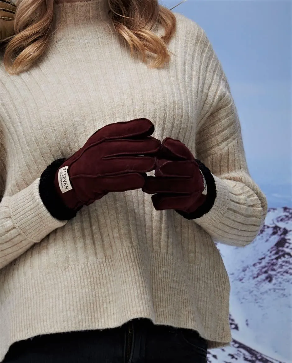 YISEVEN Women's Winter Sheepskin Shearling Leather Gloves Wool Cuffs