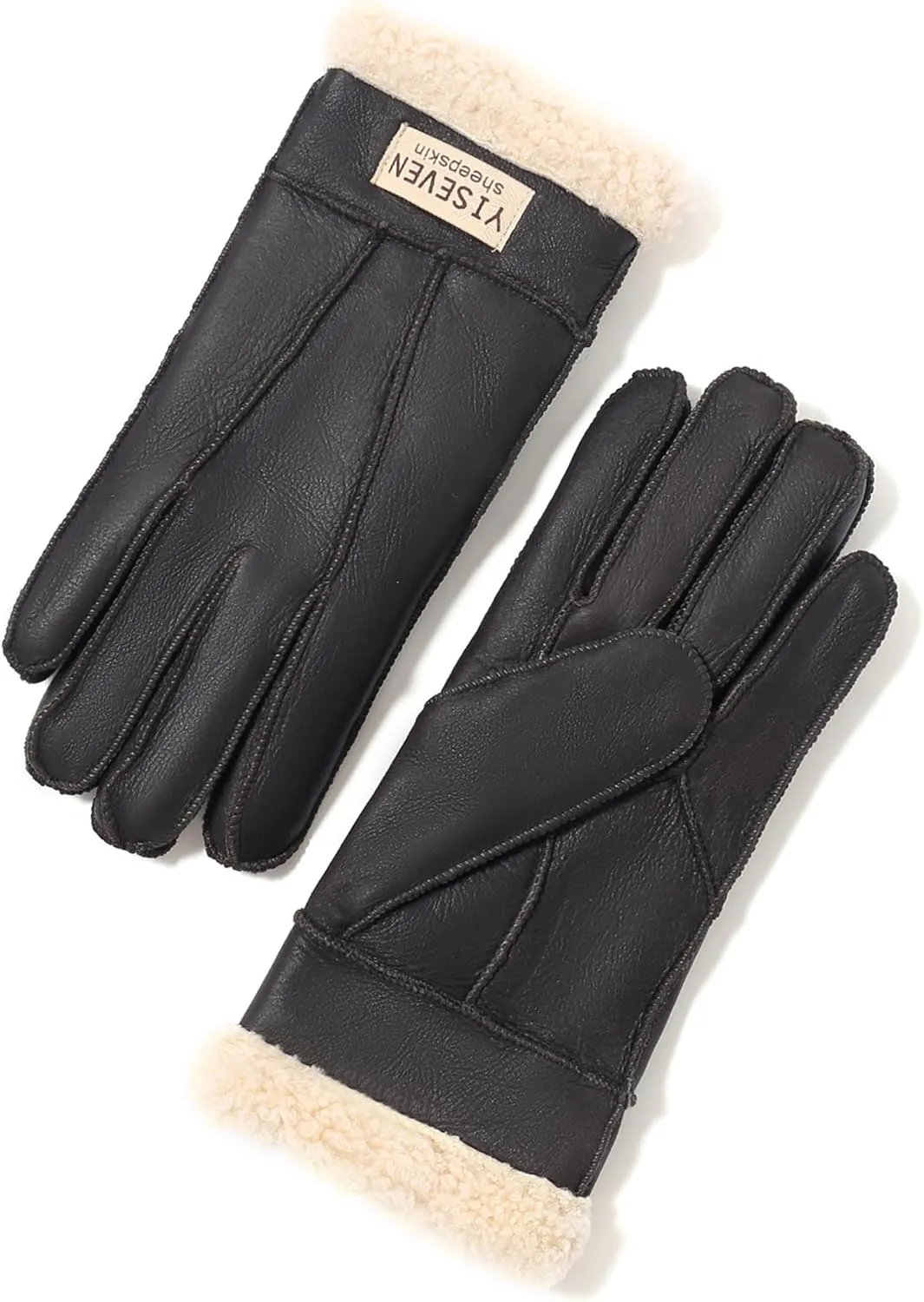 YISEVEN Women's Winter Sheepskin Shearling Leather Gloves Wool Cuffs